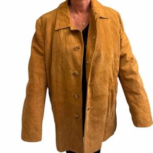 ENRICO MANDELLI Real Suede Leather Coat Fur Interior Italian Luxury Men’s Size L